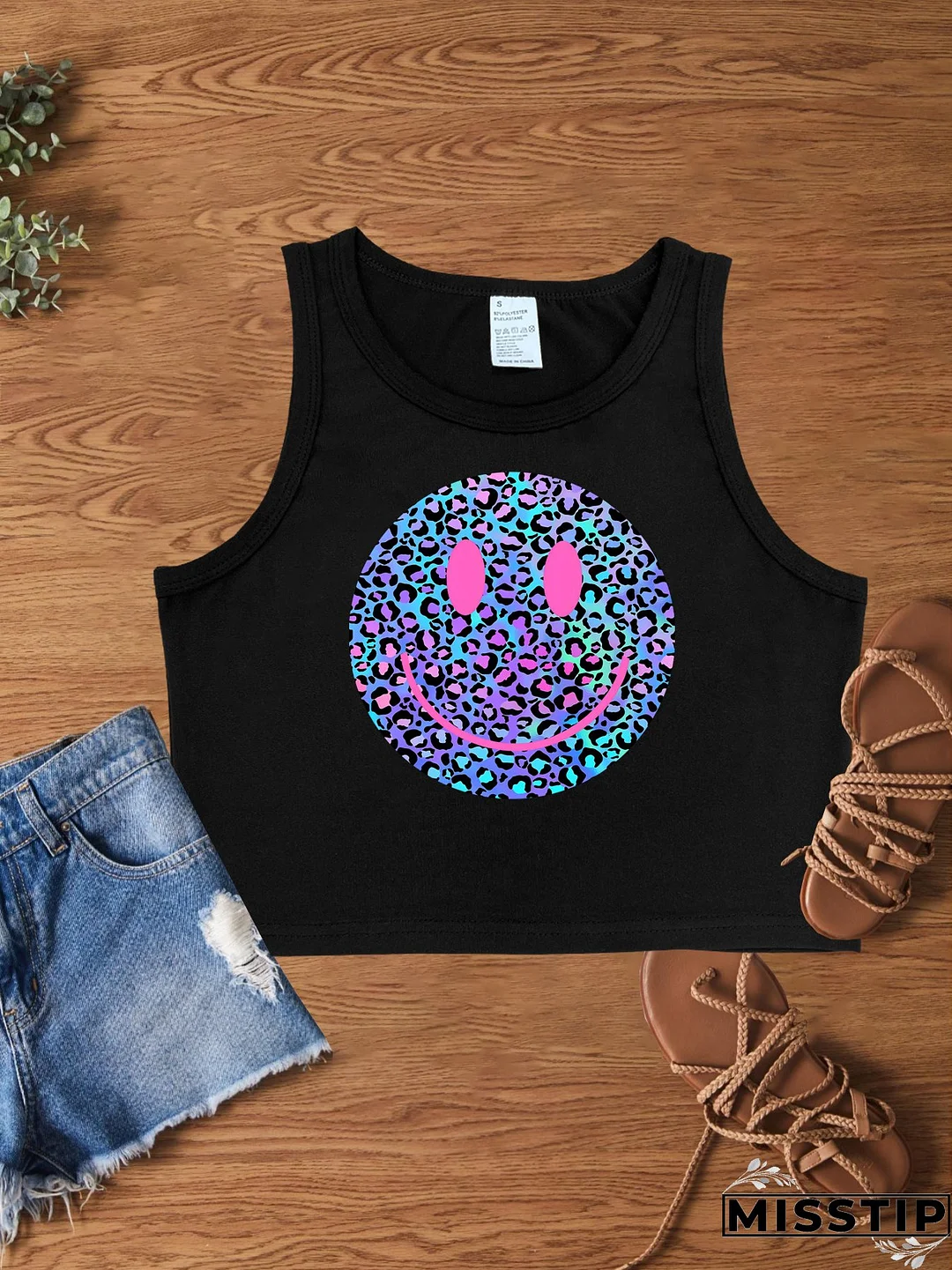 Women Casual Crop Letter Print Top