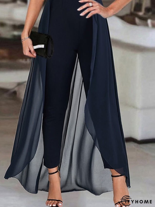Women's Plus Size Jumpsuit Sleeveless Cocktail Elegant Long Pants V Neck High Waist Solid Color One Piece Jumpsuit | IFYHOME