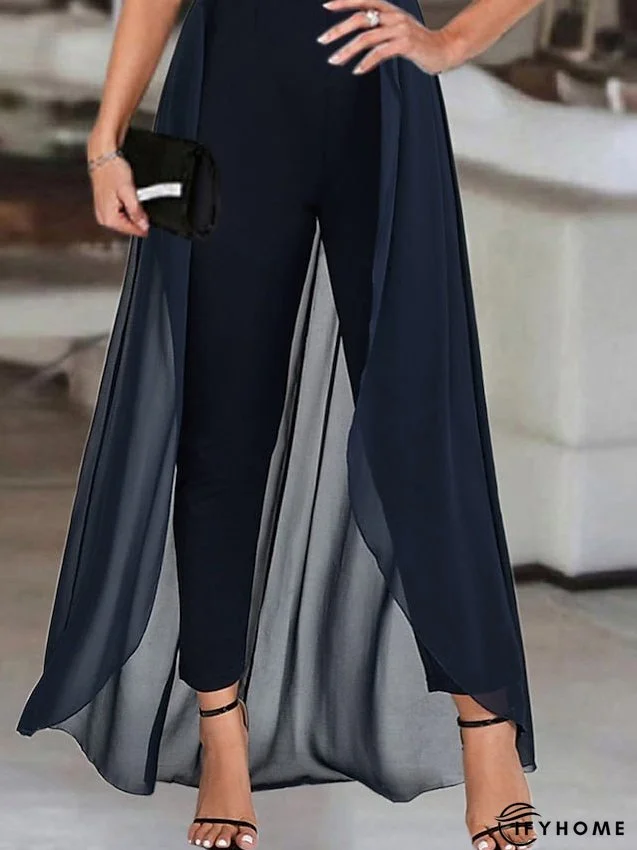 Women's Plus Size Jumpsuit Sleeveless Cocktail Elegant Long Pants V Neck High Waist Solid Color One Piece Jumpsuit | IFYHOME