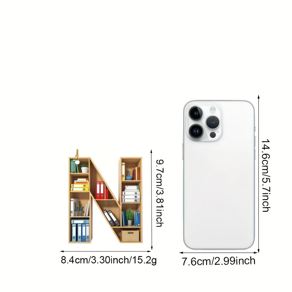 Acrylic Christmas Library Shelf Ornaments Personalized Initial Monogram Ornament