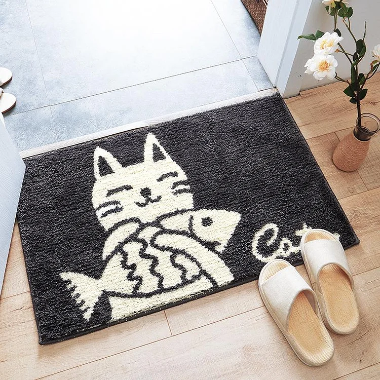 Black and White Cat Carpet