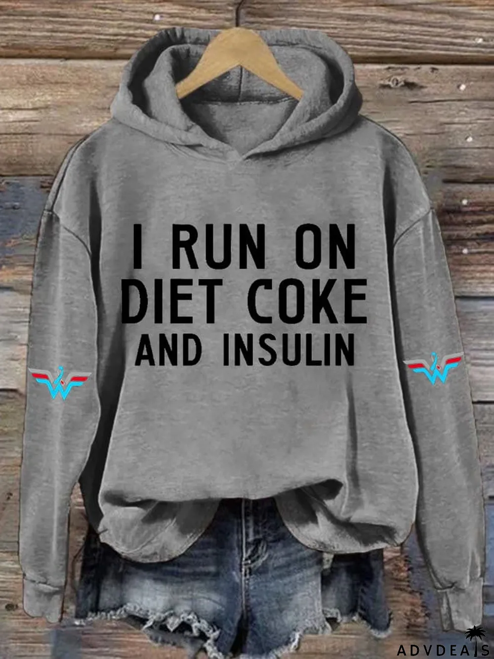 Women's Casual I Run On Diet Coke And Insulin Printed Hooded Sweatshirt