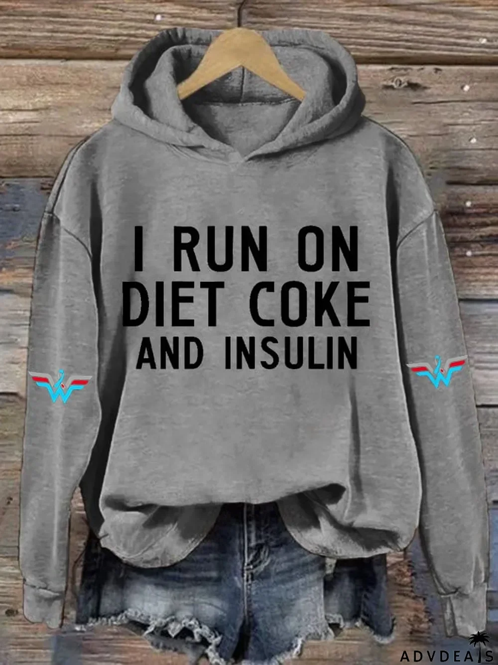 Women's Casual I Run On Diet Coke And Insulin Printed Hooded Sweatshirt