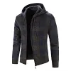 Men's Thickened Casual Fleece Loose Stand Collar Knit Cardigan Sweater Jacket Coat