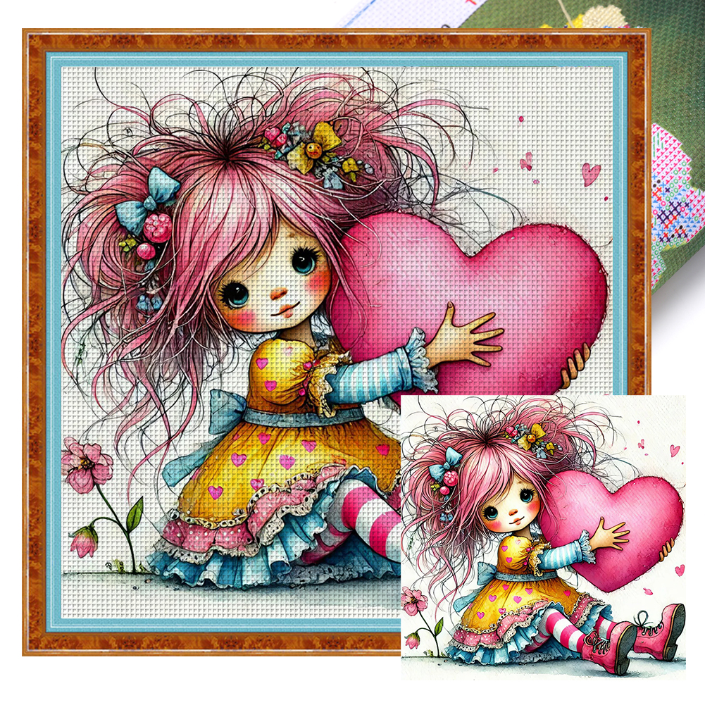 Love Girl Full 11CT Pre-stamped Canvas(45*45cm) Cross Stitch