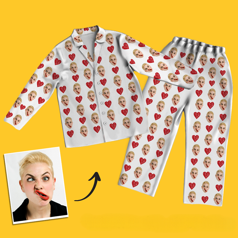 Custom Portrait Pajamas for Couple Family Children Pet Creative Gifts