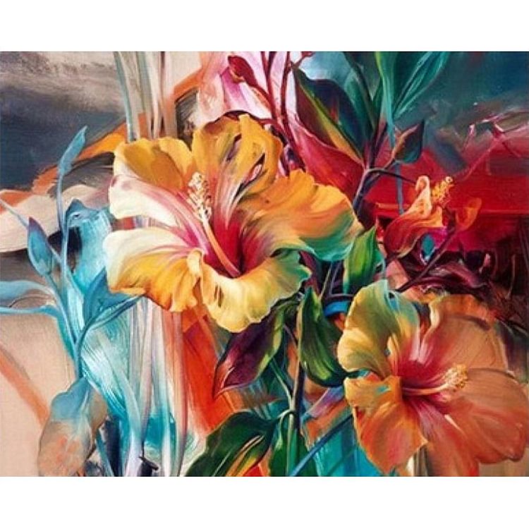 Peinture par numéro - Peinture à l’huile - Fleurs colorées (40 à 50 cm)