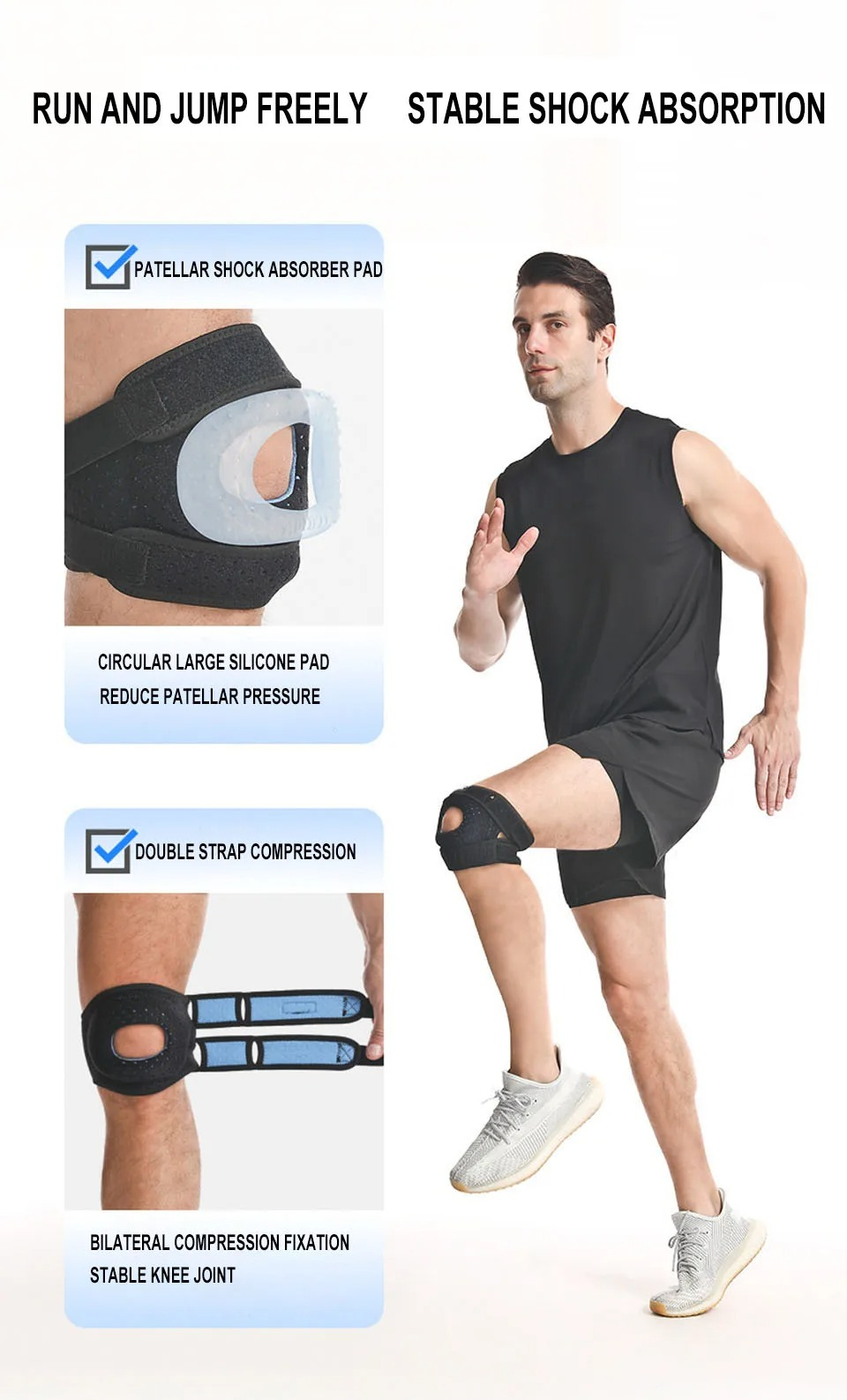 Tegooe Tegooe Patella Knee Brace 1pc - Adjustable Compression Support for Sports Exercise Men Women