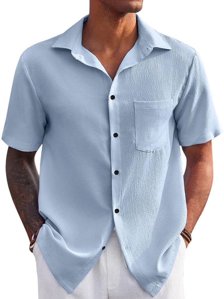 Men's Casual Pocket Versatile Everyday Short Sleeve Shirt