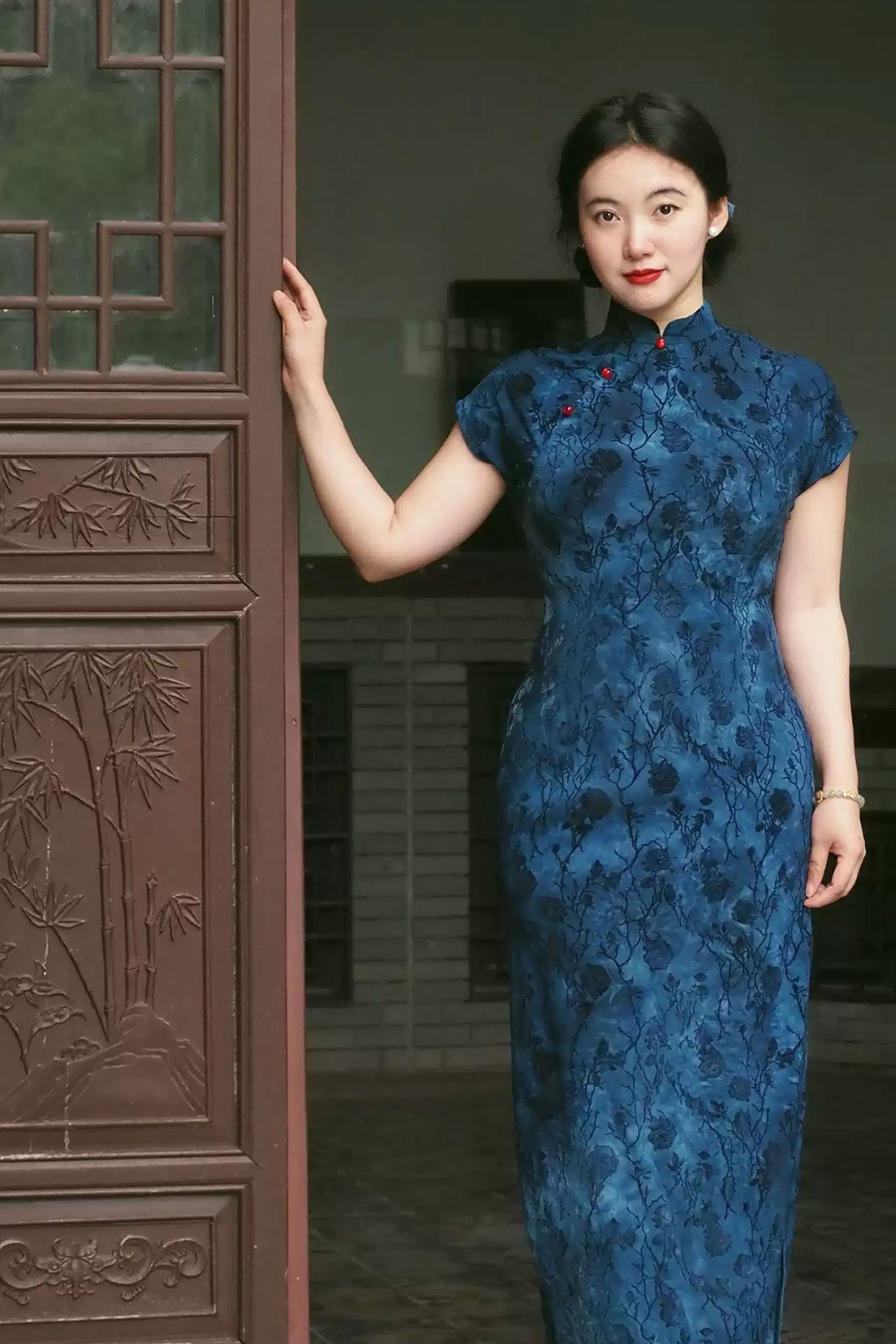Cheongsam Qipao Blue Qipao Dress for Casual Wear Modern Chinese Style - fuguangjin 浮光锦 Stupa Stones