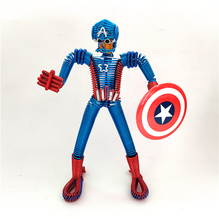 Handmade Aluminum Wire Captain America Model Collectible Anime Merchandise Gift