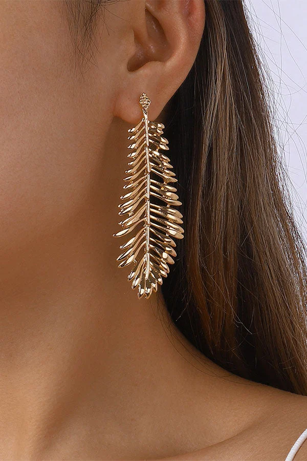 Cutout Feather Leaf Earrings