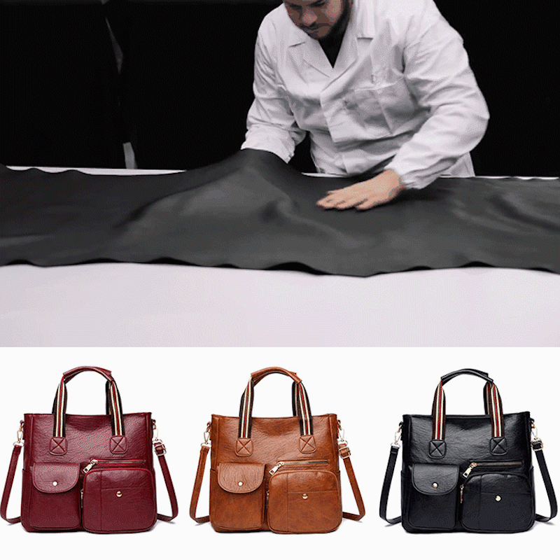 2022 fashion leather large capacity multi-pocket messenger bag handbag