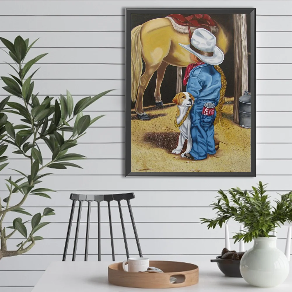 Diamond Painting - Full Round Drill - Farm Cowboy Kids(Canvas|30*40cm)