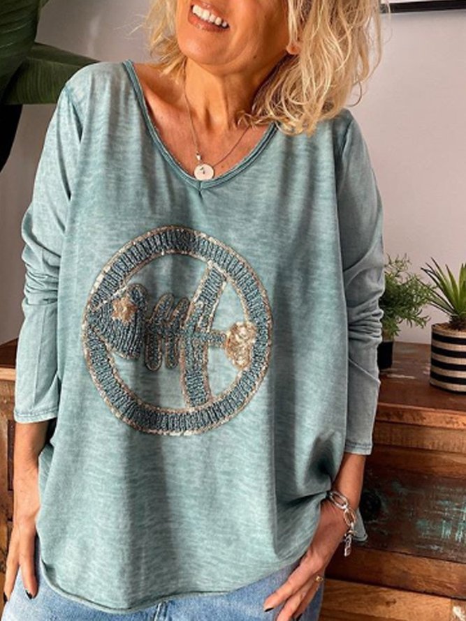 Blue Cotton Embroidery Casual Sweetheart Shirts & Tops Zaesvini