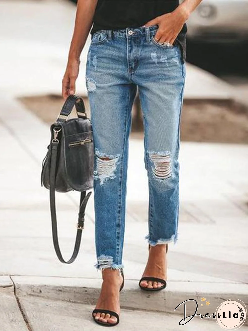 Ripped Slim Fit Washed Jeans P14397
