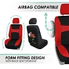 FH Group Car Seat Covers Full Set Cloth, Universal Fit combo, Automotive Covers, Low Back Front Airbag Compatible,Split Bench Rear Seat,Washable Cover for SUV,Sedan,Van Red