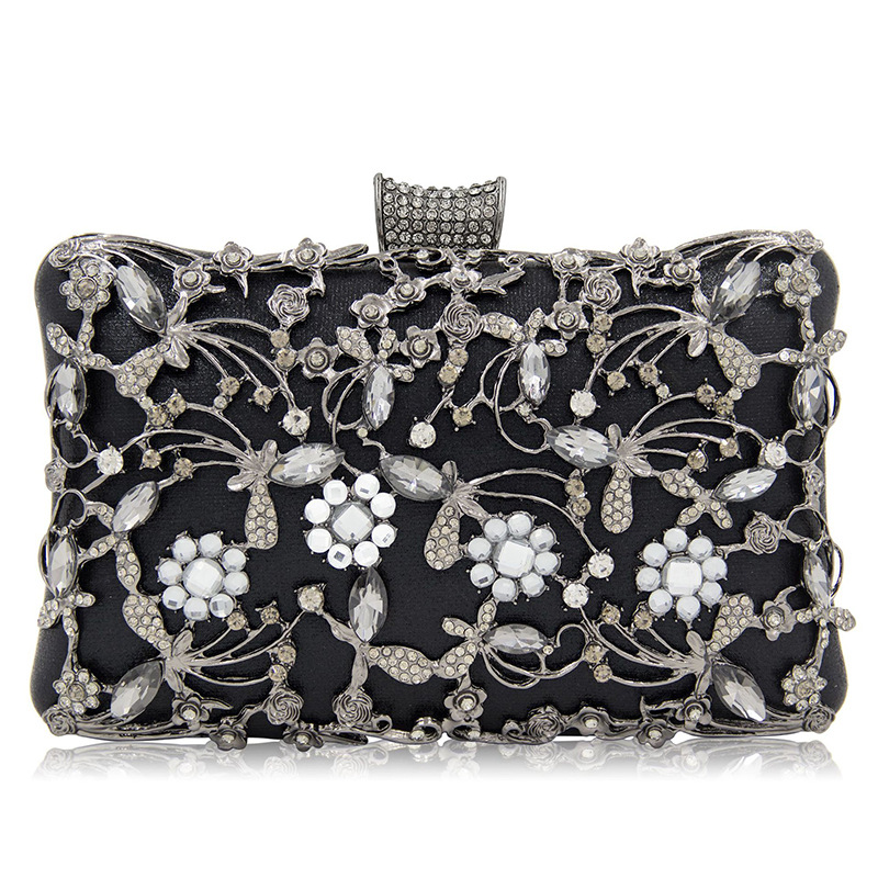 Rhinestone Flowers Pattern Metallic Evening Handbag | Oxredo Shop Ramadan Sale