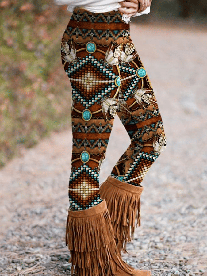 Western Print Skinny Stretch Leggings