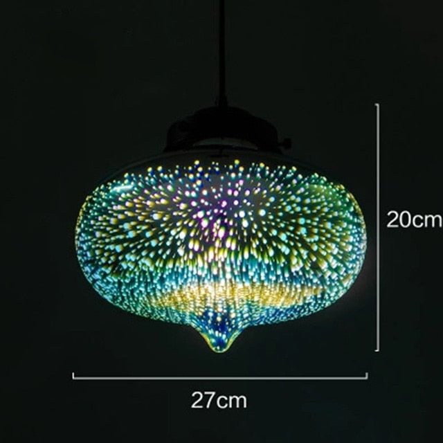 3D Fireworks Glass Pendant Lights Sparkling LED Hanging Glass Ball Firework Lampshade Pendant Lamp for Loft Restaurant Bar Hotel
