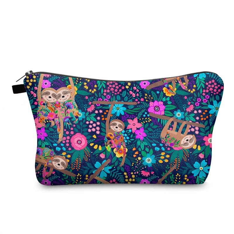 FUDEAM Polyester Colorful Sloth Pattern Portable Women Travel Storage Bag Toiletry Organize Cosmetic Bag Waterproof Make Up Bag