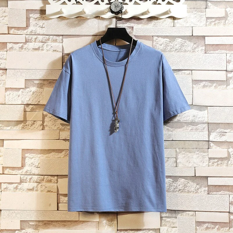 Fashion Short Sleeves Korea Black White Red O NECK T-shirt Men's Cotton 2020 Summer Clothes TOP TEES Tshirt Plus OverSize M-5X