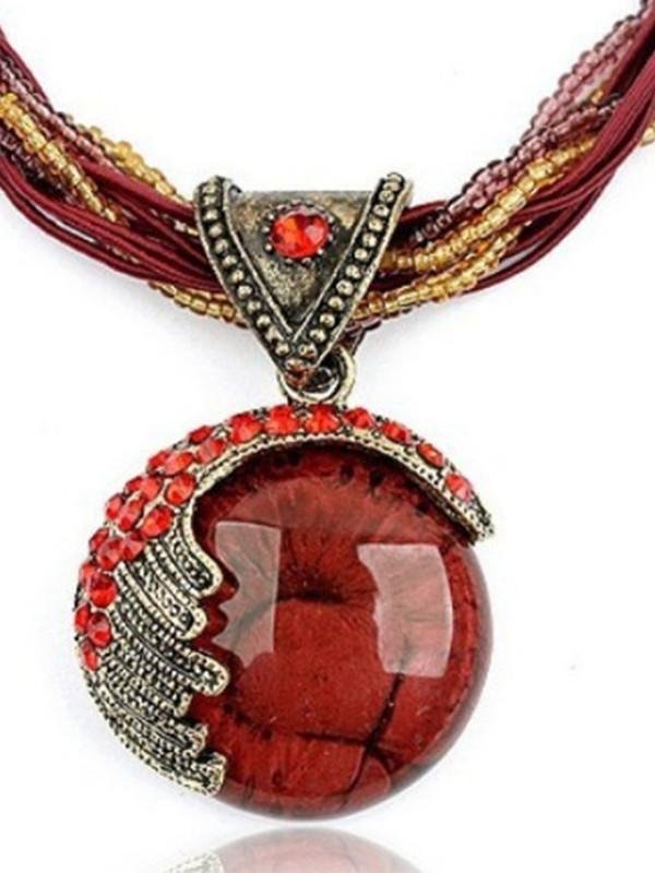 Bohemian Necklace Ethnic Style Rice Beads Weave Retro Necklace Sweater Chain-Mayoulove