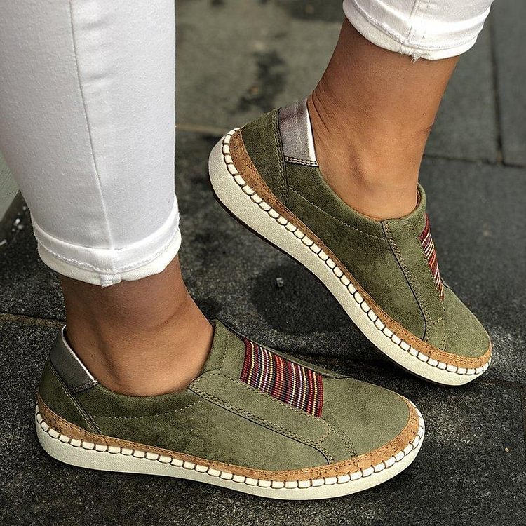Slide Elastic Band Round Toe Casual Women Sneakers -loafers