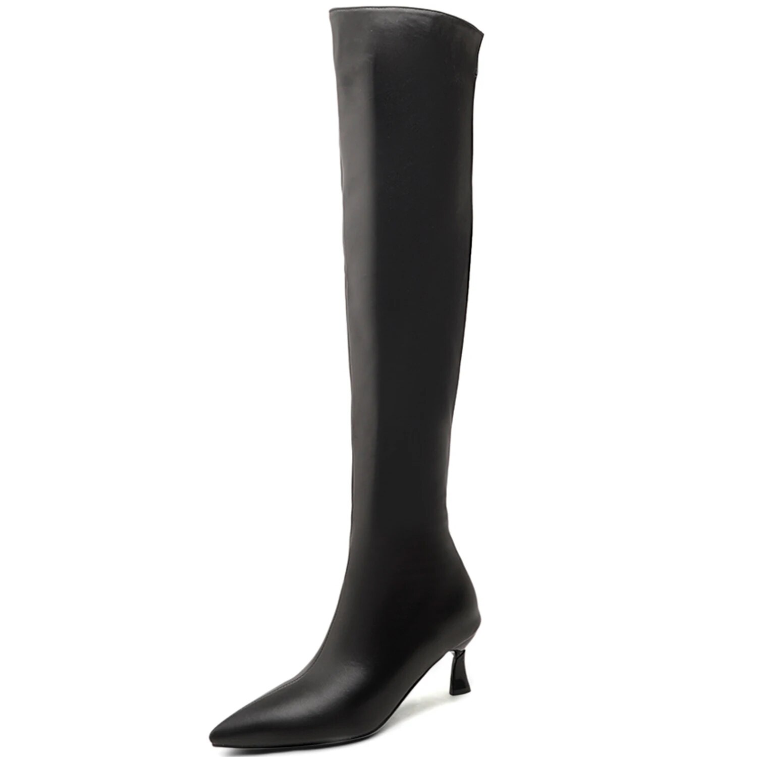 TAAFO Over-The-Knee Boots High Leg Stiletto Pointed Toe Tall Boots Side Zipper 45 46