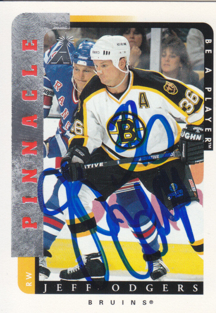 Jeff Odgers Autograph 96-97 BAP Bruins Card Avalanche - Sharks