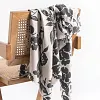 Elegant Black & Beige Floral Shawl Scarf