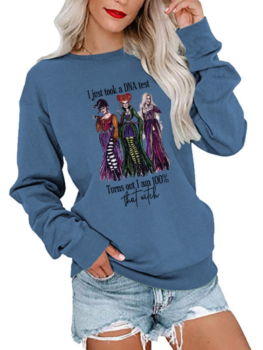 Plus Size Hoodie For Women Halloween Print Round Neck Long Sleeve Tops