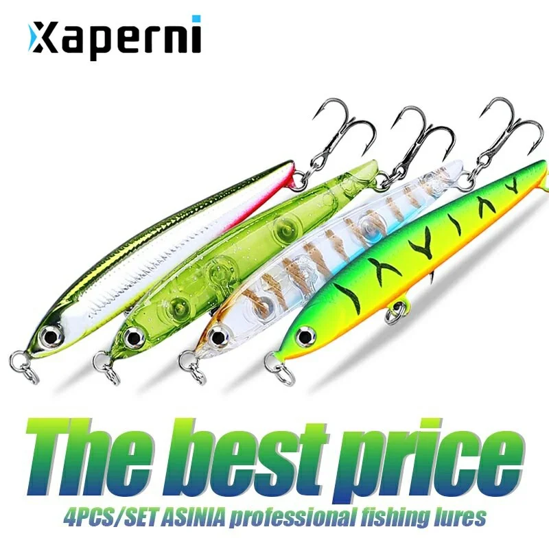 ASINIA Best price 4pcs each set 56mm 3.3g new pencilbait fishing lure Uv color minnow quality professional baits swimbait
