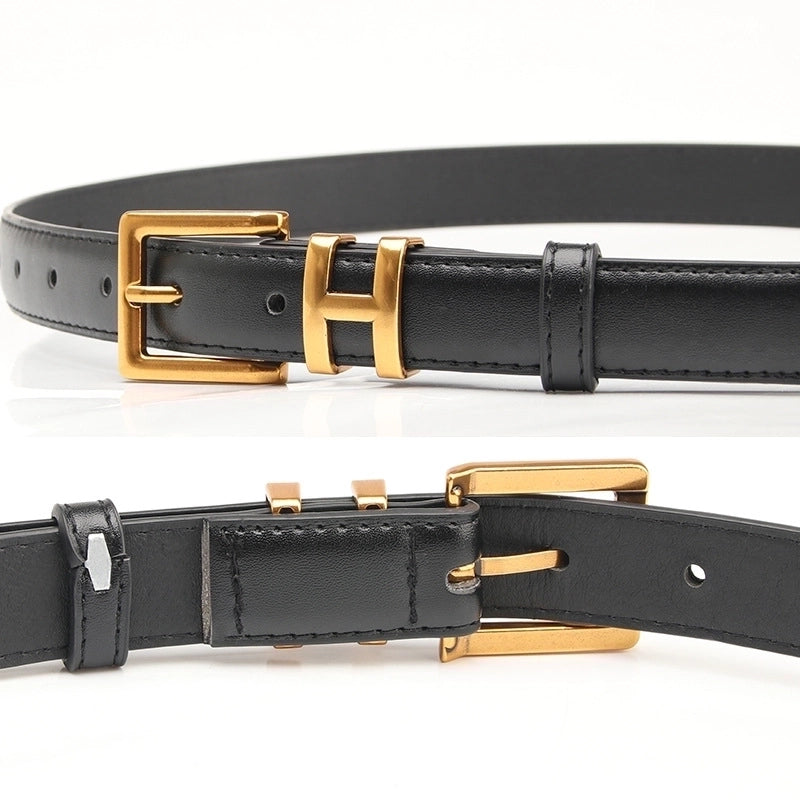 Minimalist Solid Color Pu Leather Alloy Women’s Leather Belts 1 Piece