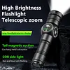 20W LED+COB High Power Flashlight Waterproof Zoomable Outdoor Bright Flashlight