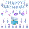 Flashing Blue Ocean HAPPY BIRTHDAY Themed Party Cardboard Decor Flag