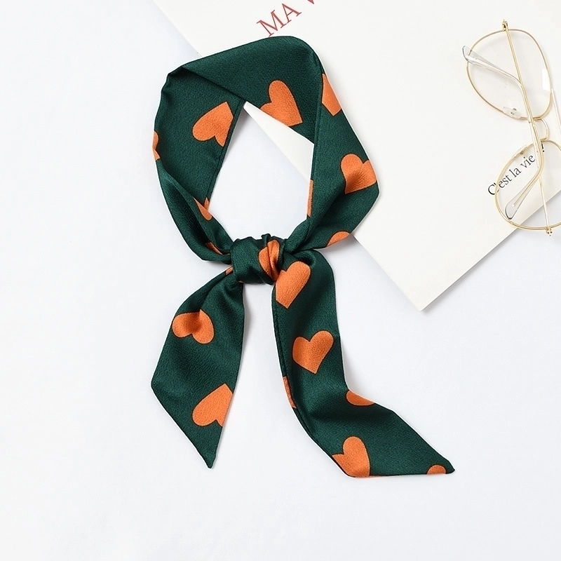 Women’s Sweet Polka Dots Heart Shape Satin Printing Silk Scarves