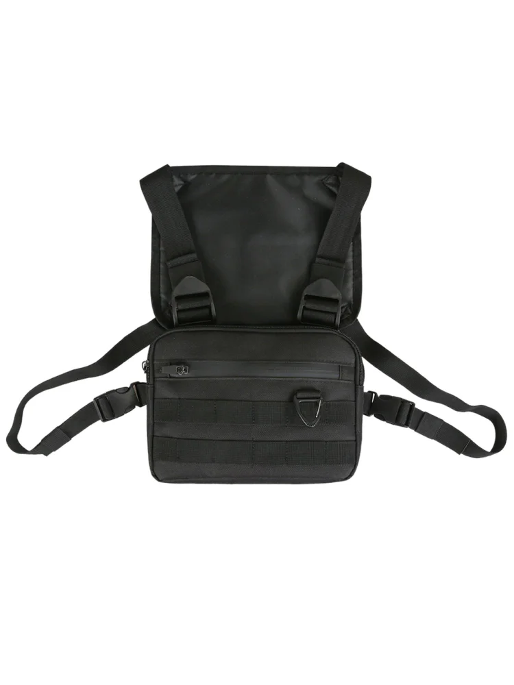 Oxford Cloth Vest Chest Bag Men Women Street Shoulder Belt Pack (Black)