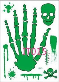 Sdrawing new 1 pc Glow in the Dark Luminous Flash Tattoo Sticker skeleton gold metal Waterproof Tattoo fluorescent noctilucent night