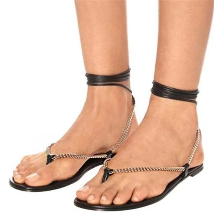 Flat Rhinestone Round Toe Sandals Vdcoo