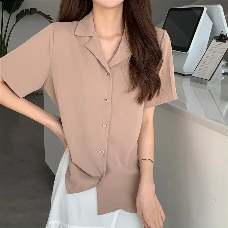 Uveng Uveng 2023 New Women's Versatile Short-Sleeved Shirt Tide