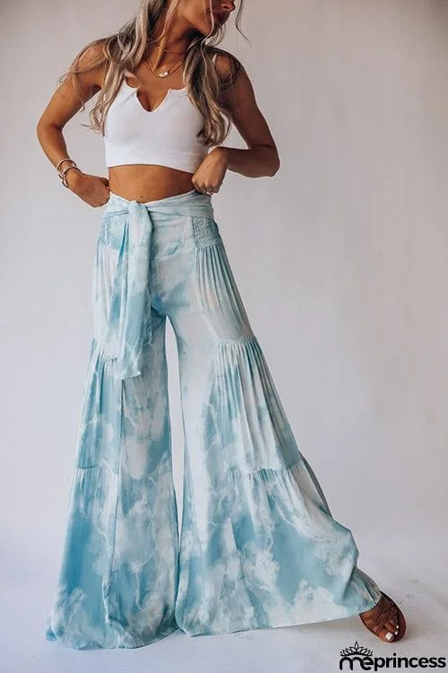 Print Belted Palazzo Pant