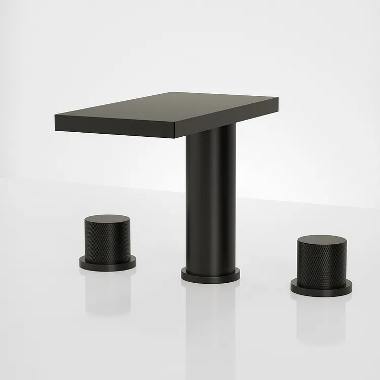 EVERSTEIN Waterfall Widespread Bathroom Basin Faucet in Matte Black, 6" H