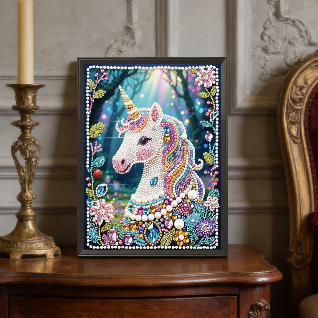 White Wildebeest DIY Partial Diamond Pearl Painting Art Kits 30x40cm Special Shape Pearl Gem Paintings Picture Arts Craft for Home Wall Decor