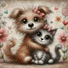 (Multi-Style) Colored Pencil Cat And Dog-11CT Stamped Cross Stitch 45*45cm/17.72*17.72in