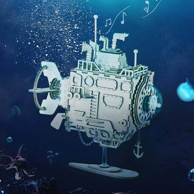 ROKR Submarine 3D Wooden Puzzle Steampunk Music Box AM680