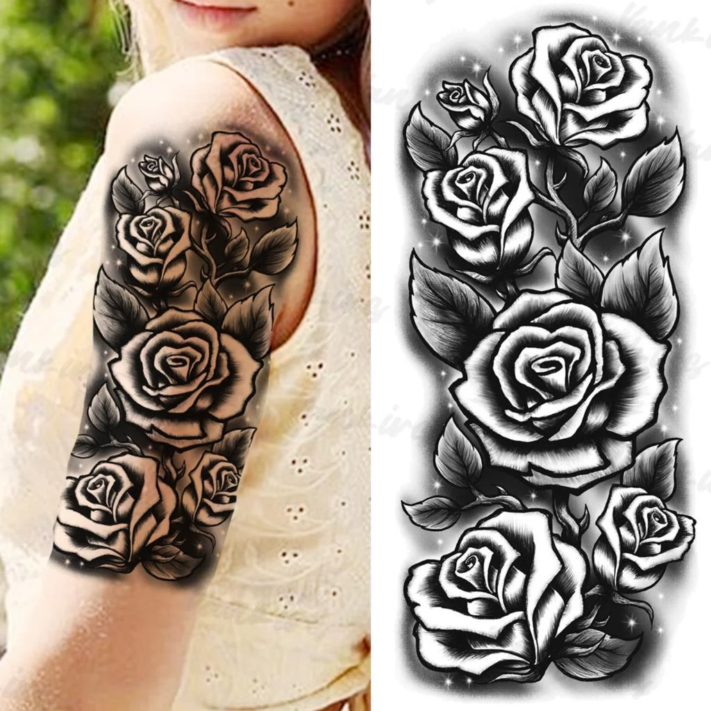 Sdrawing Peony Temporary Tattoos For Adults Women Realistic Butterfly Flower Flora Fake Tattoo Sticker Arm Waist Tatoos