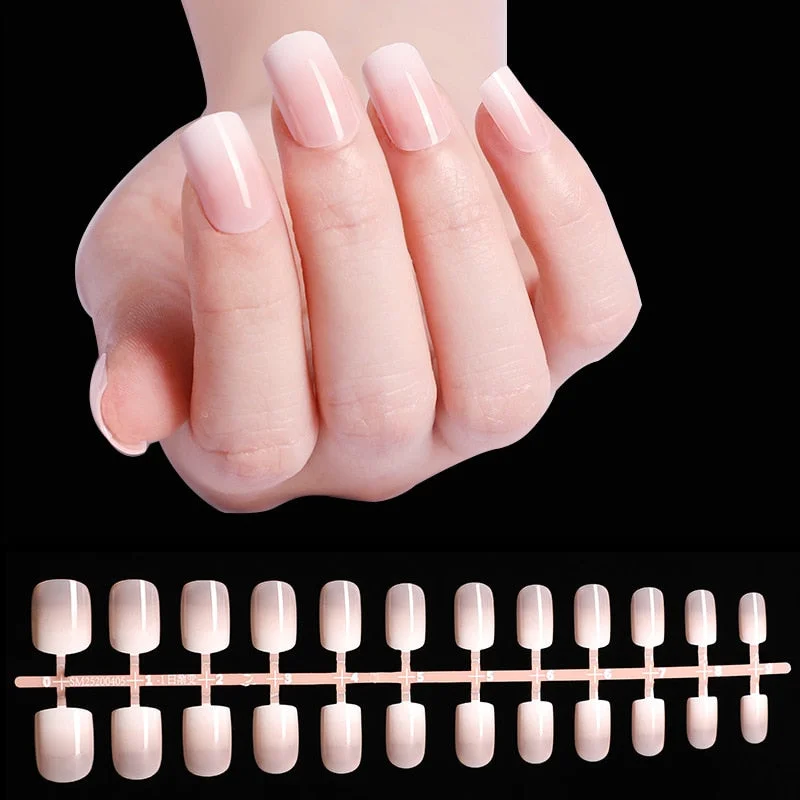 24pcs French Gradient Ballerina Matte /UV False Nail Detachable tips Nail Extension Manicure Press On Fake Fake Nails Beauty