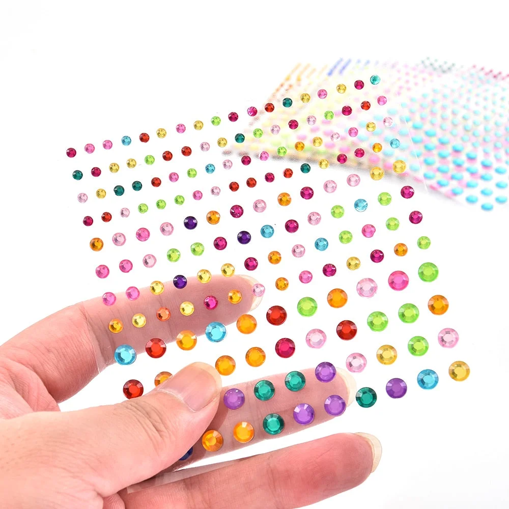 Colorful Acrylic Tattoo 3/4/5 mm DIY Decal Art Crystal Diamond Bling Rhinestone Self Adhesive Stickers for Phone Case Decoration