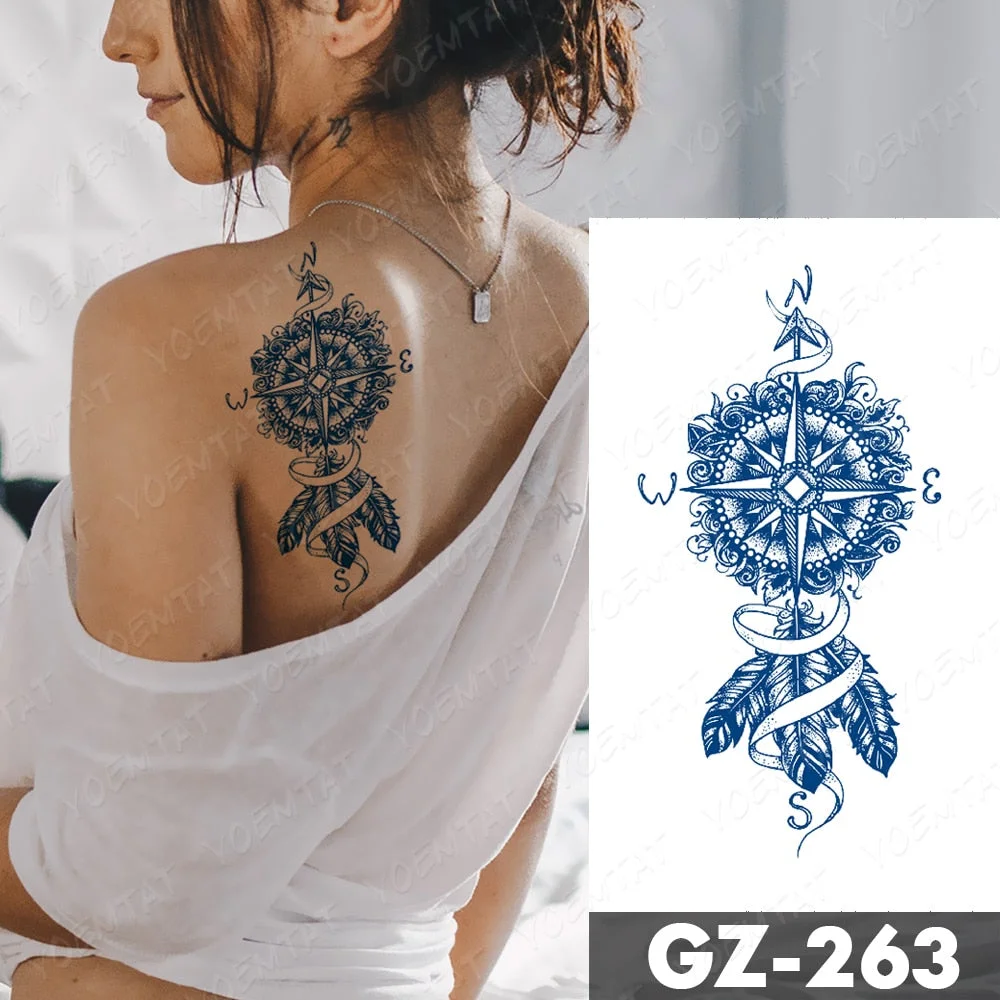 Juice Lasting Waterproof Temporary Tattoo Stickers Lotus Totem Flower Mandala Flash Tattoos Ink Fatima Hand Body Art Fake Tatto